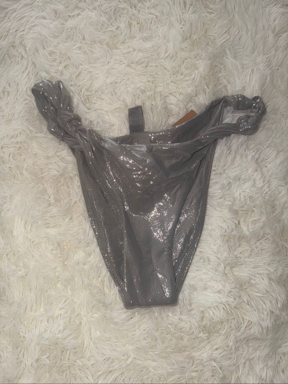 SKIMS liquid shine swim knotted bikini bottom color smoke size S